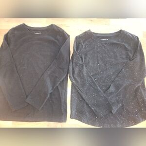 Cat & Jack Girls Cotton Long Sleeve Shirt Black Set of 2 - Like New